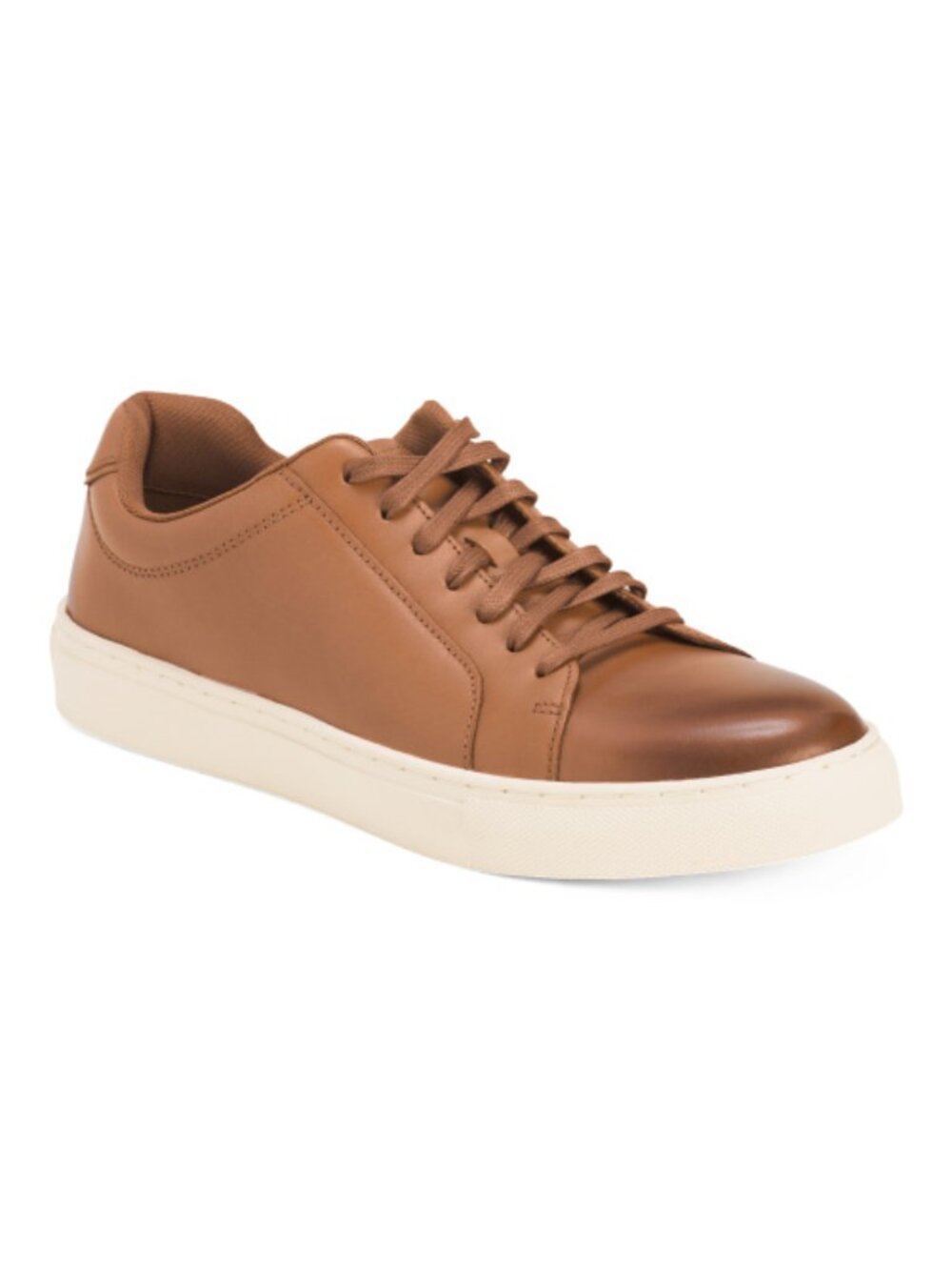 COLE HAAN Men's Tan Leather Grand Series Jensen Sneakers with Brand Logo Accent